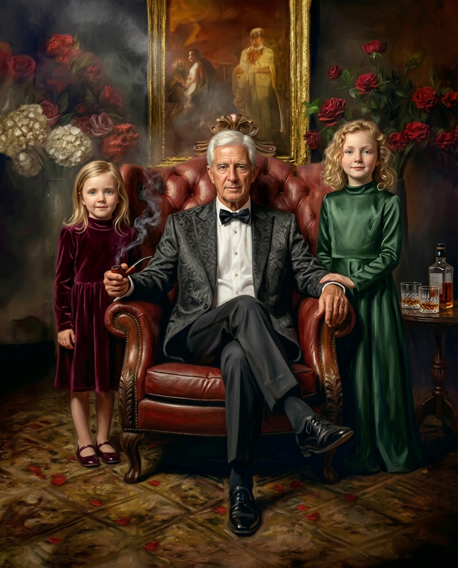 Godfather – Büyükbaba ve Torunlar kişiye özel portre tasarım örneği