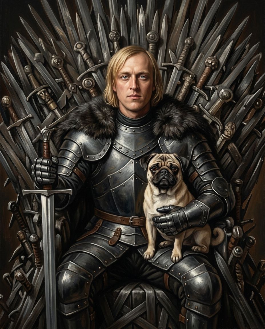 Royals of the North – Erkek ve Evcil Dost kişiye özel portre tasarım örneği