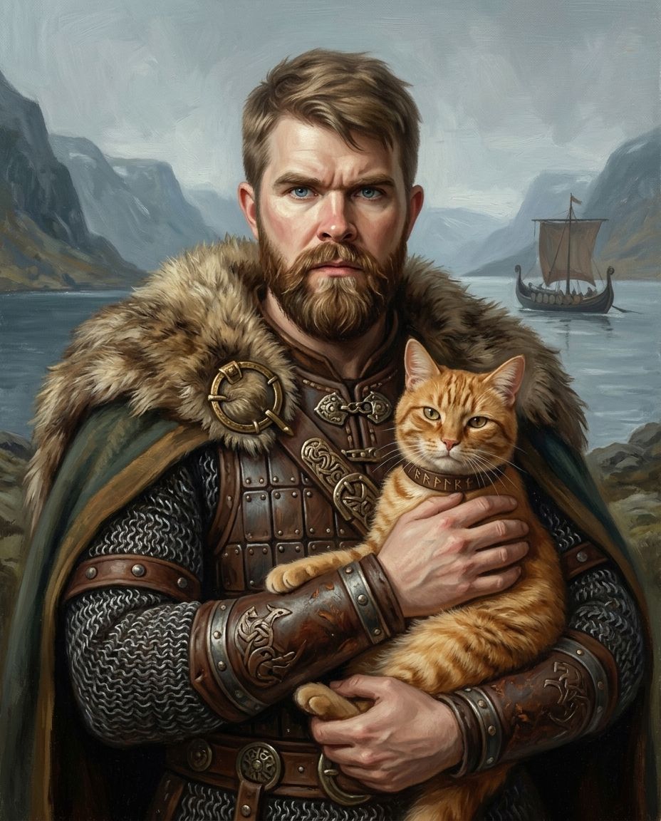 Viking – Erkek ve Evcil Dost kişiye özel portre tasarım örneği