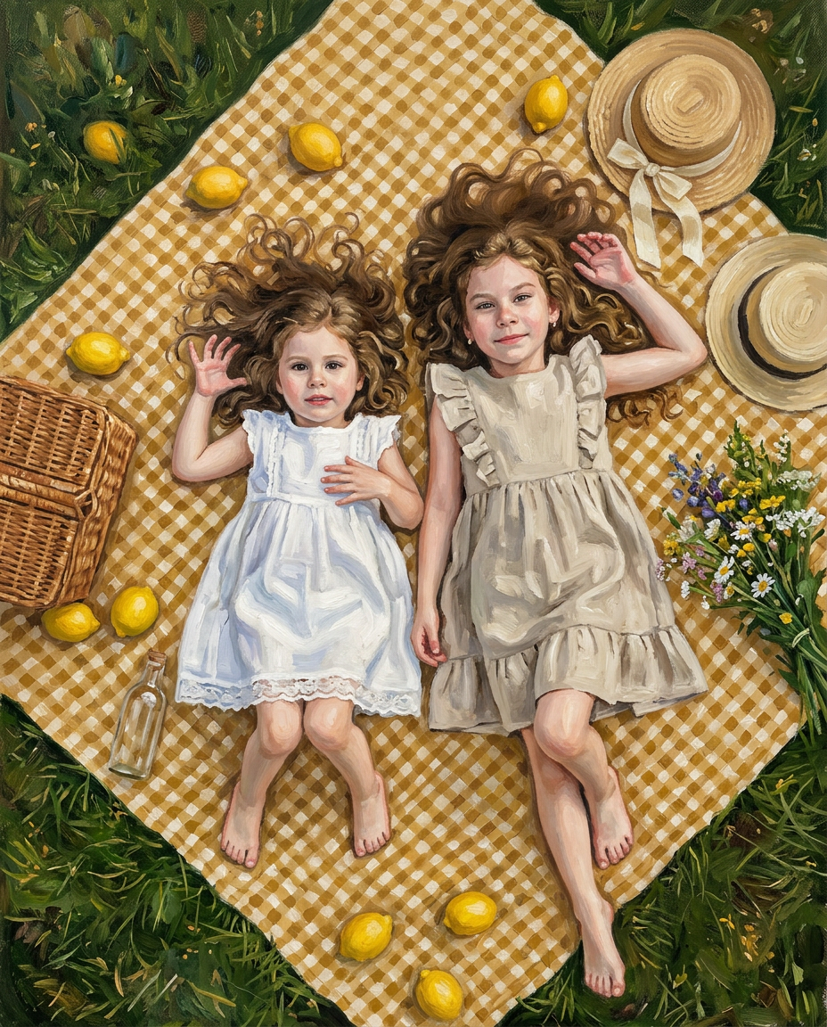 Lazy Lemon – Kız Kardeşler kişiye özel portre tasarım örneği