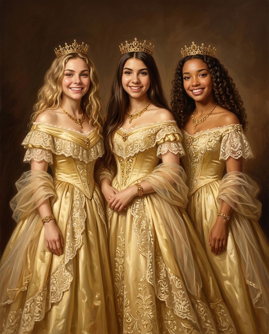 Royals in Gold – Kadın Kuşakları kişiye özel portre tasarım örneği