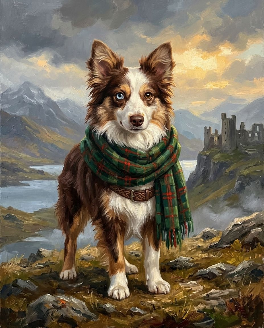 Highland Warrior – Evcil Hayvan kişiye özel portre tasarım örneği