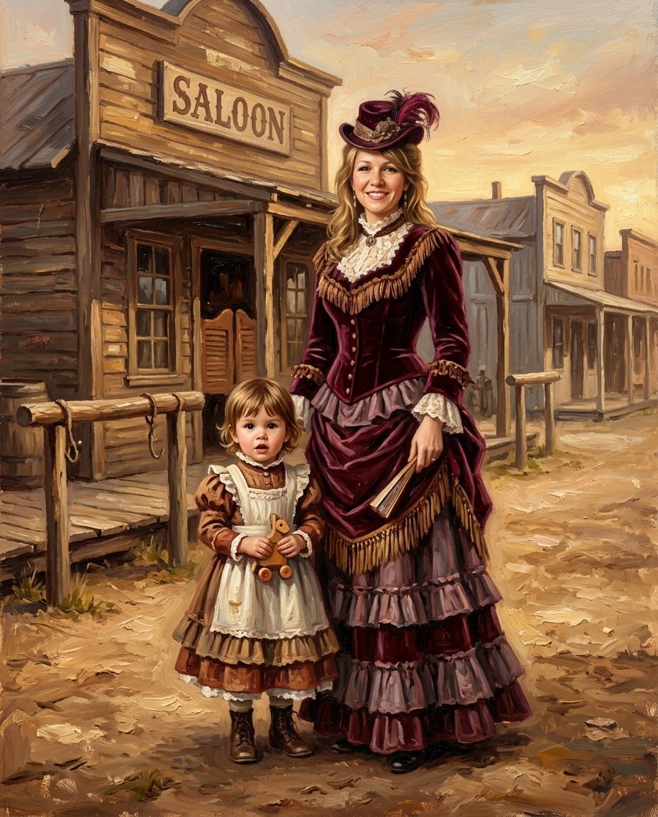 The Saloon – Anne ve Çocuklar kişiye özel portre tasarım örneği