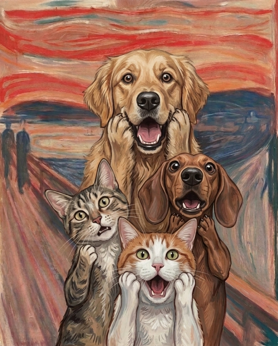 The Scream – Evcil Dostlar kişiye özel portre tasarım örneği