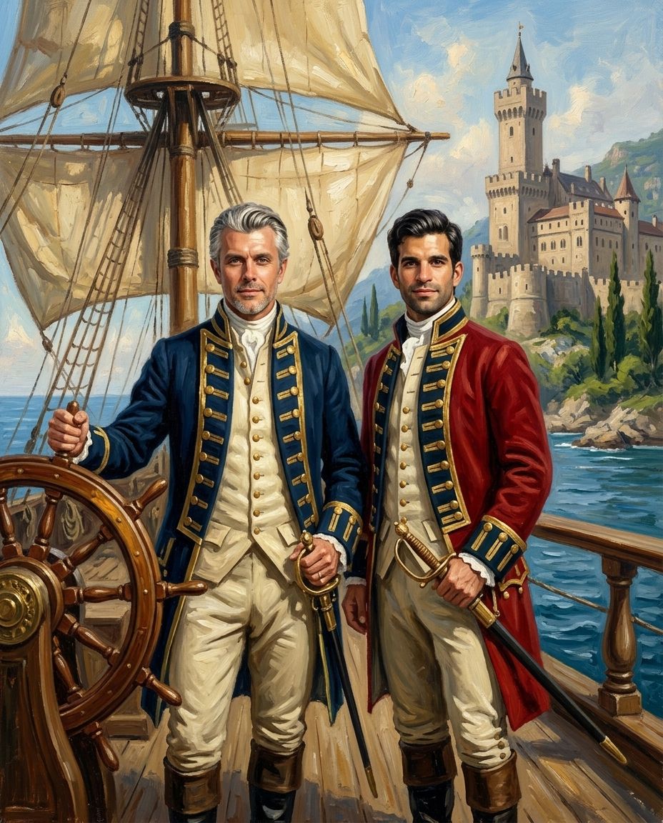 Royal Voyage – Yetişkin Erkek Kardeşler kişiye özel portre tasarım örneği