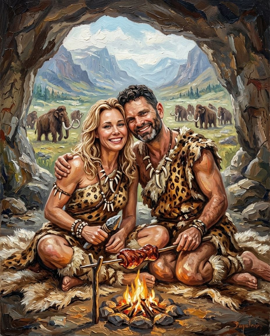 Cave Family – Çift kişiye özel portre tasarım örneği
