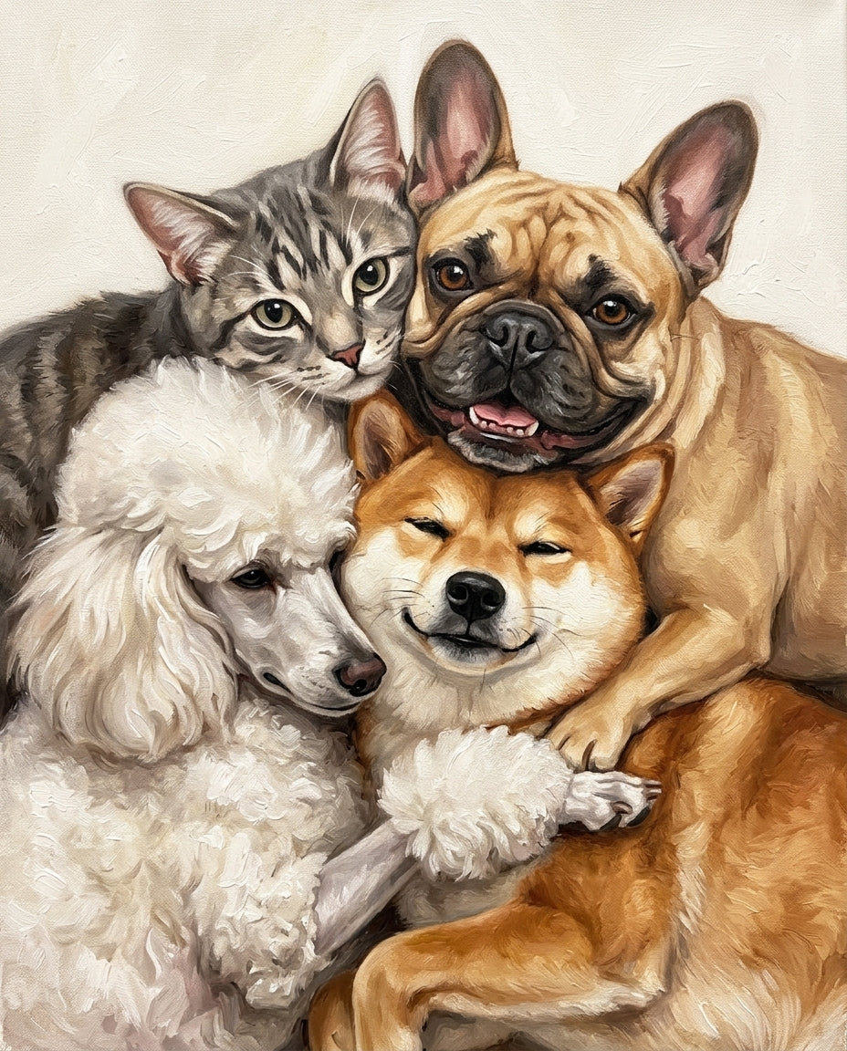 Cuddle Crew – Evcil Dostlar kişiye özel portre tasarım örneği