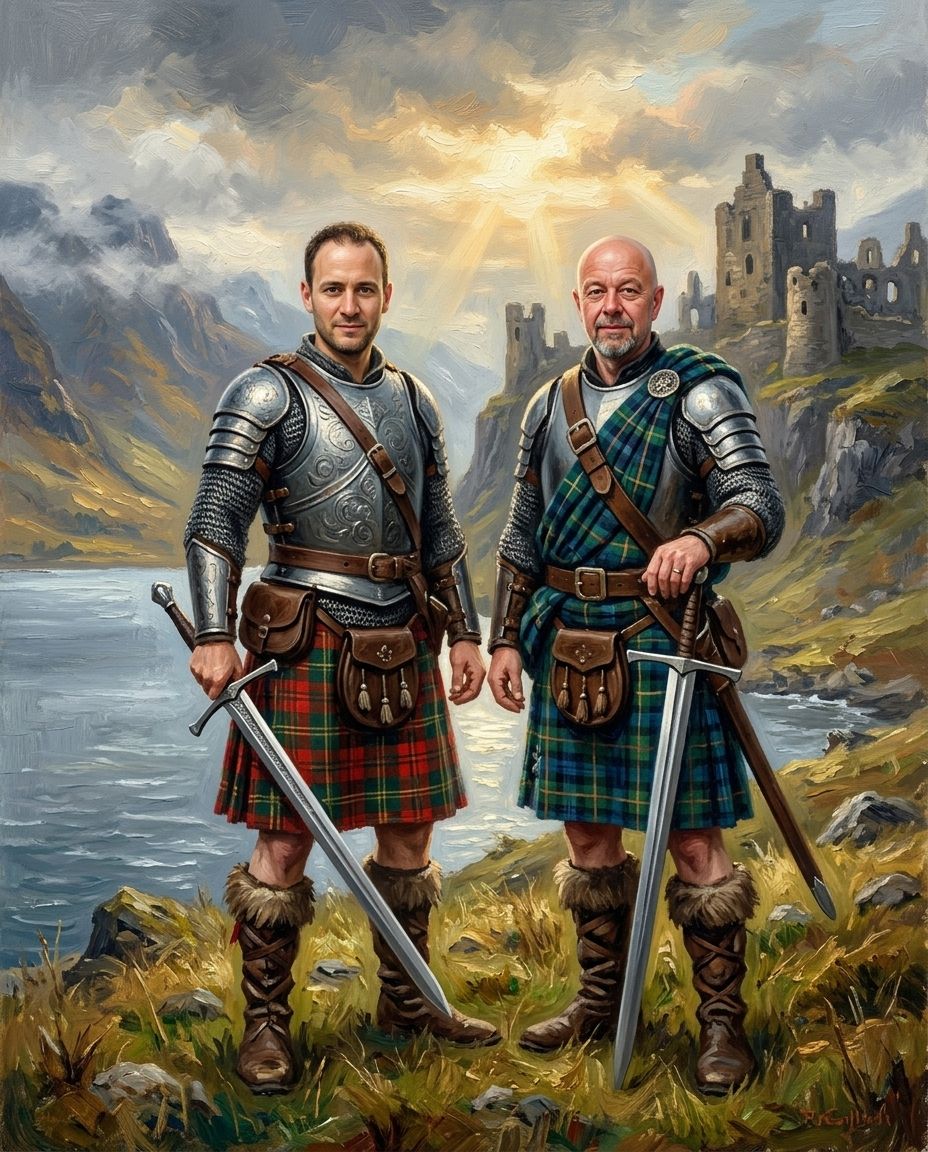 Highland Warrior – Yetişkin Erkek Kardeşler kişiye özel portre tasarım örneği