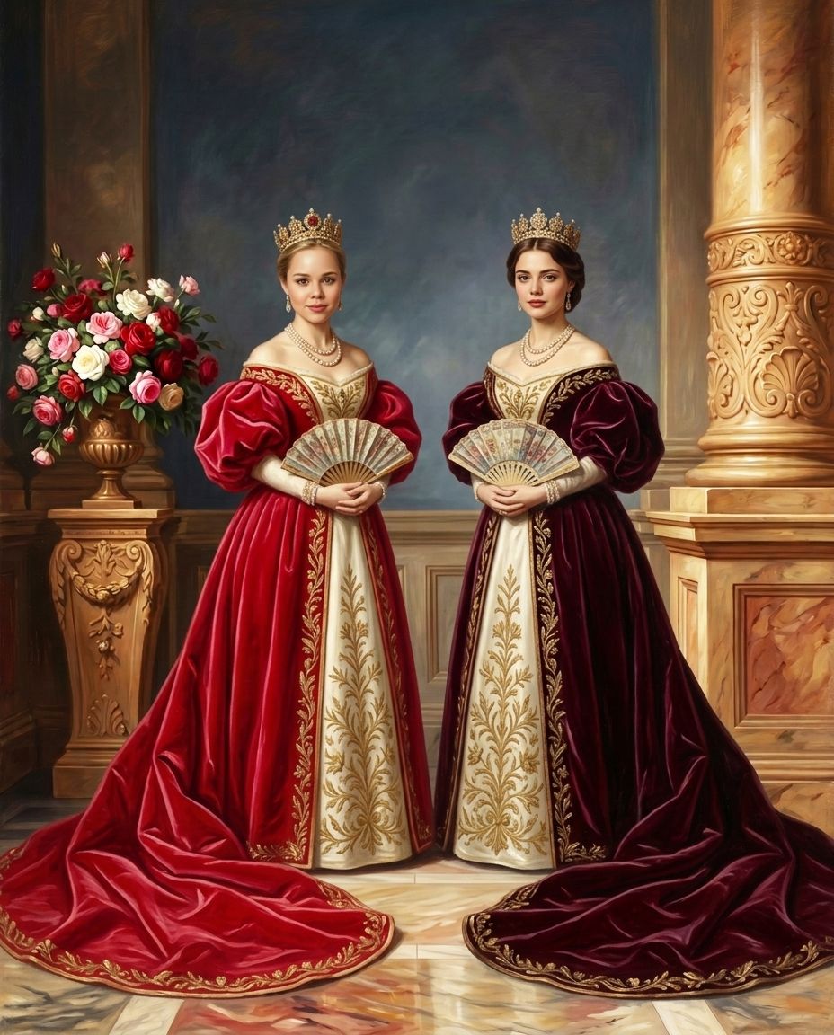 Royals of Roses – Kadın Çift kişiye özel portre tasarım örneği