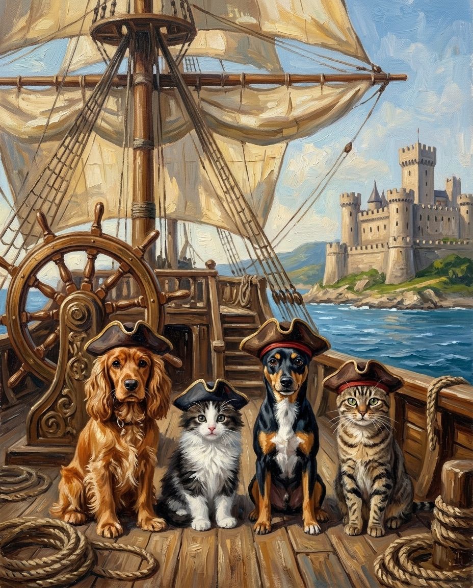 Royal Voyage – Evcil Dostlar kişiye özel portre tasarım örneği