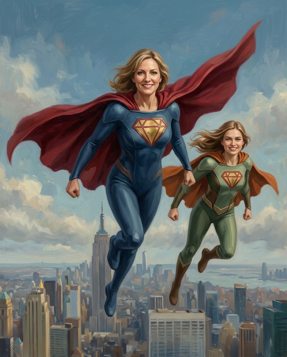 Super Hero – Kadın Çift kişiye özel portre tasarım örneği