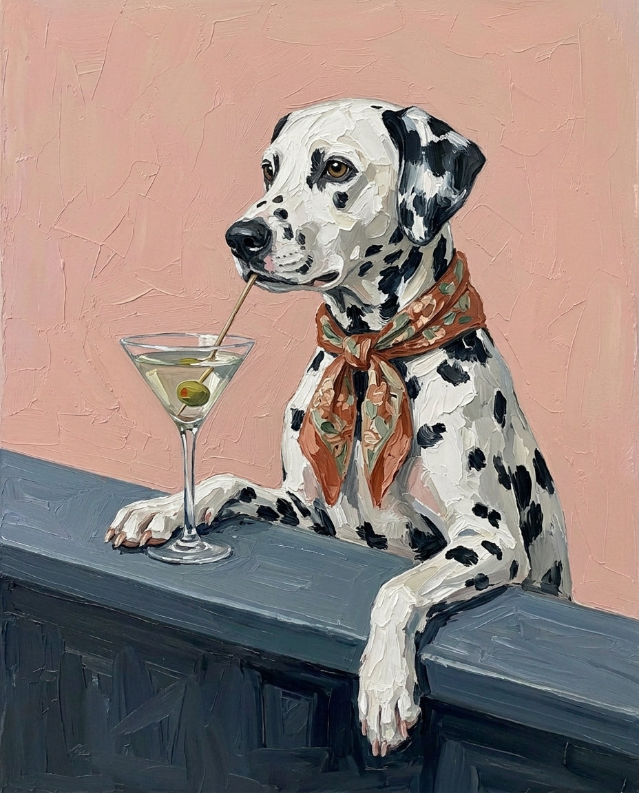 Cocktail Sophistication – Evcil Hayvan kişiye özel portre tasarım örneği