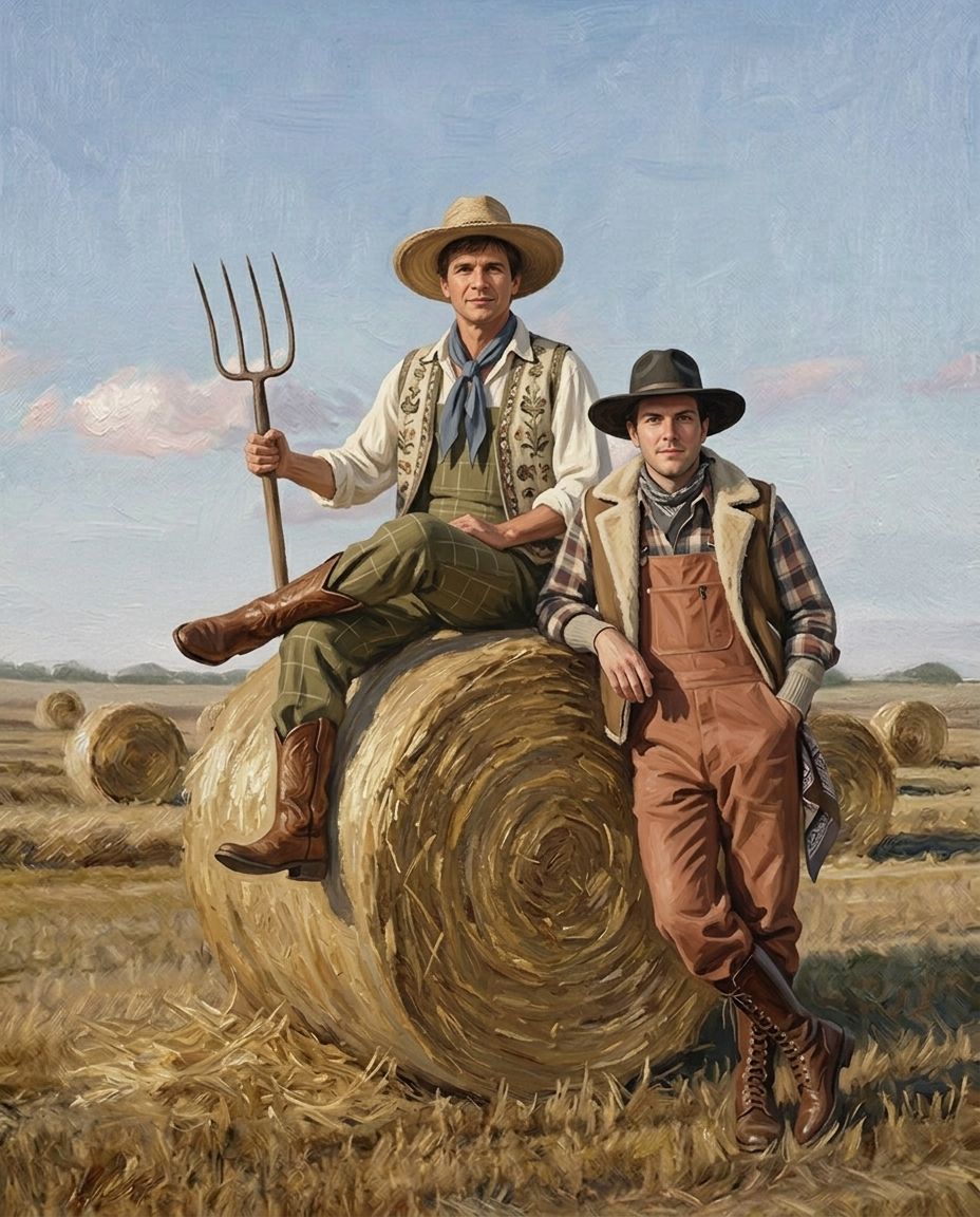 Golden Harvest – Erkek Çift kişiye özel portre tasarım örneği