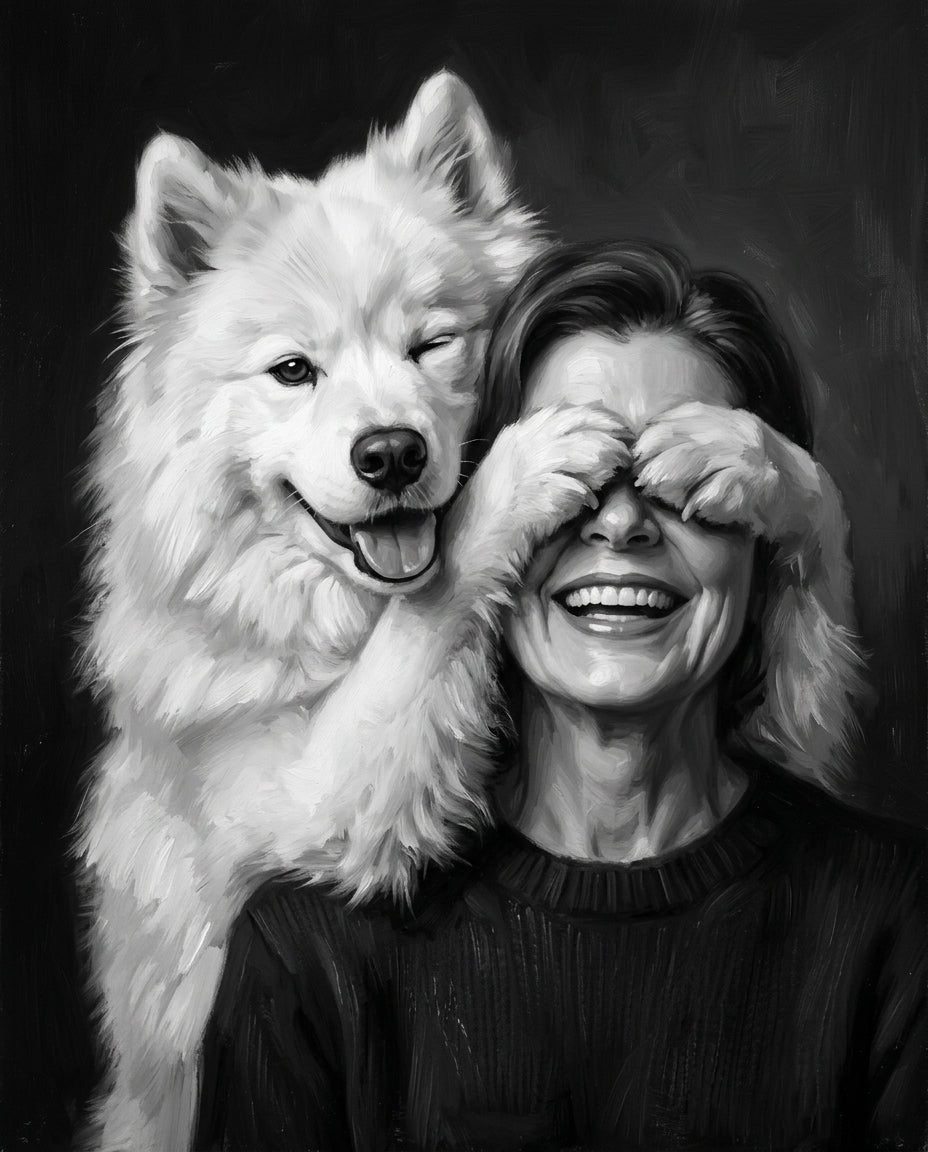 Blind Trust – Kadın ve Evcil Dostlar kişiye özel portre tasarım örneği