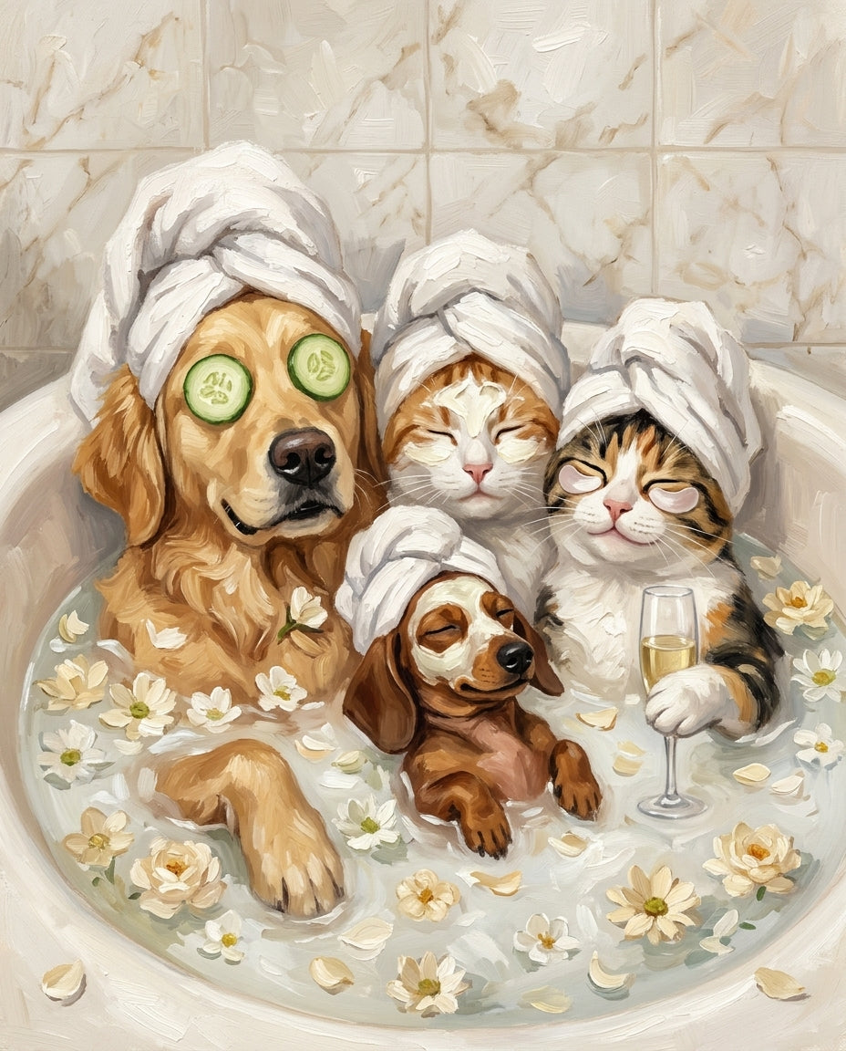 Spa Day – Evcil Dostlar kişiye özel portre tasarım örneği