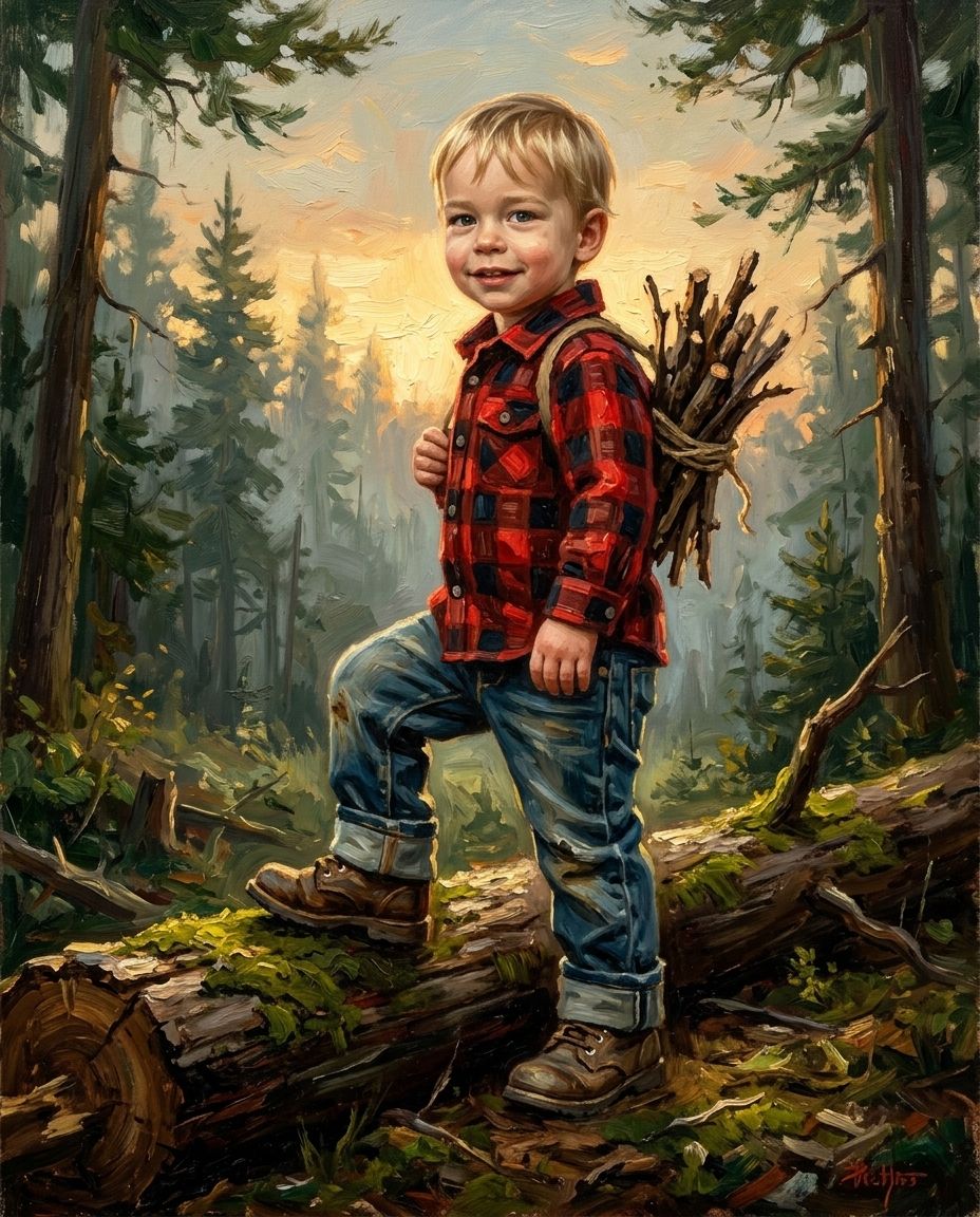 Lumberjack – Çocuk kişiye özel portre tasarım örneği