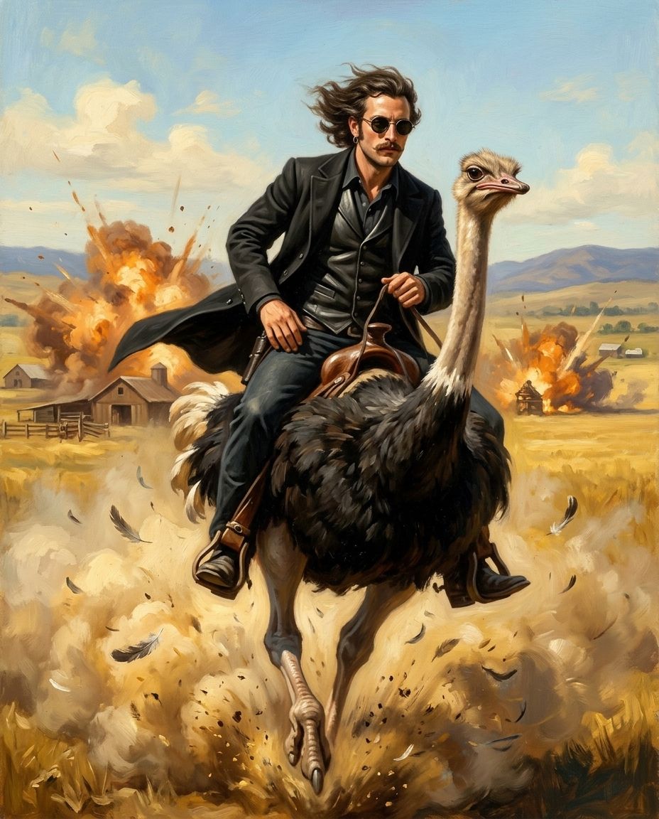 Ostrich Outlaw – Erkek kişiye özel portre tasarım örneği