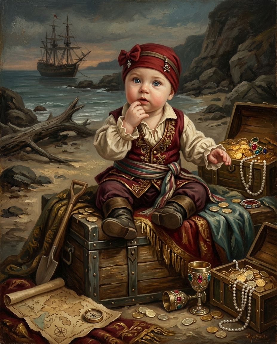 Treasure Seekers – Bebek kişiye özel portre tasarım örneği