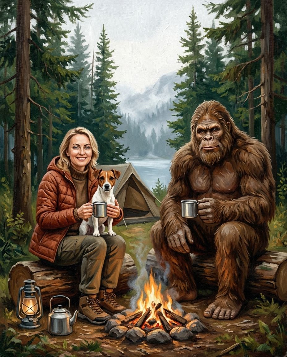 Big Foot – Kadın ve Evcil Dostlar kişiye özel portre tasarım örneği