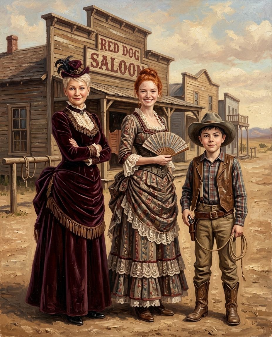 The Saloon – Büyükanne ve Torunlar kişiye özel portre tasarım örneği