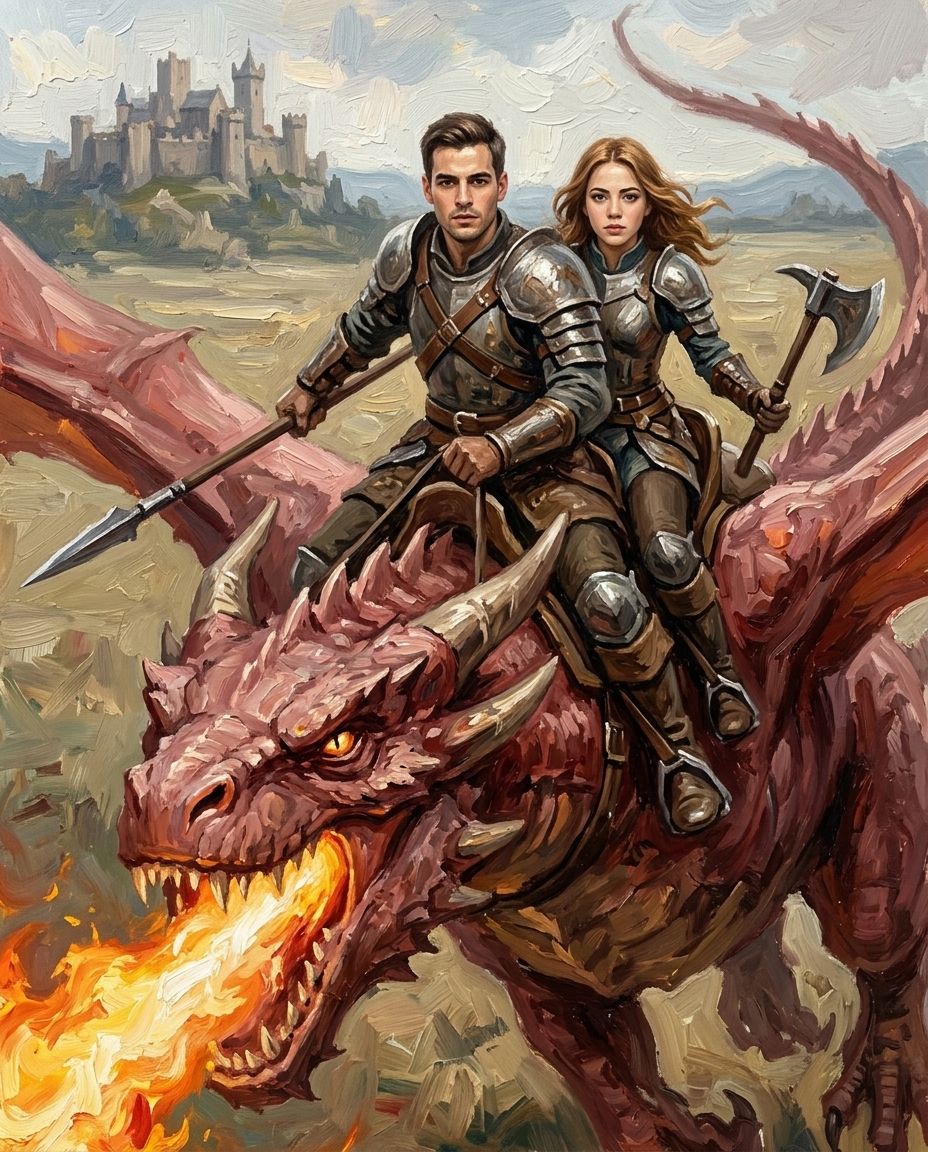 Dragon Rider – Çift kişiye özel portre tasarım örneği