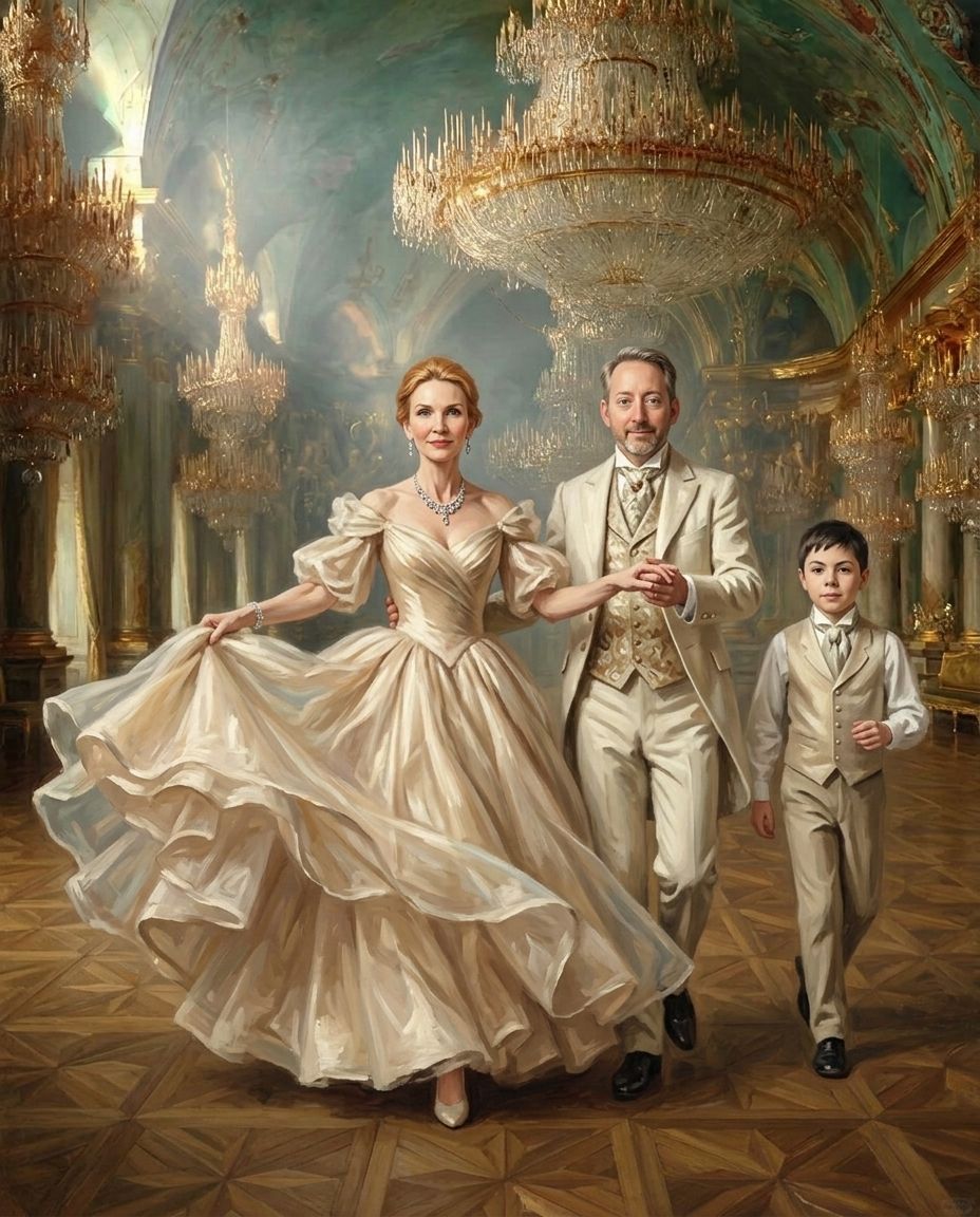 Ballroom – Anne Baba ve Çocuk kişiye özel portre tasarım örneği