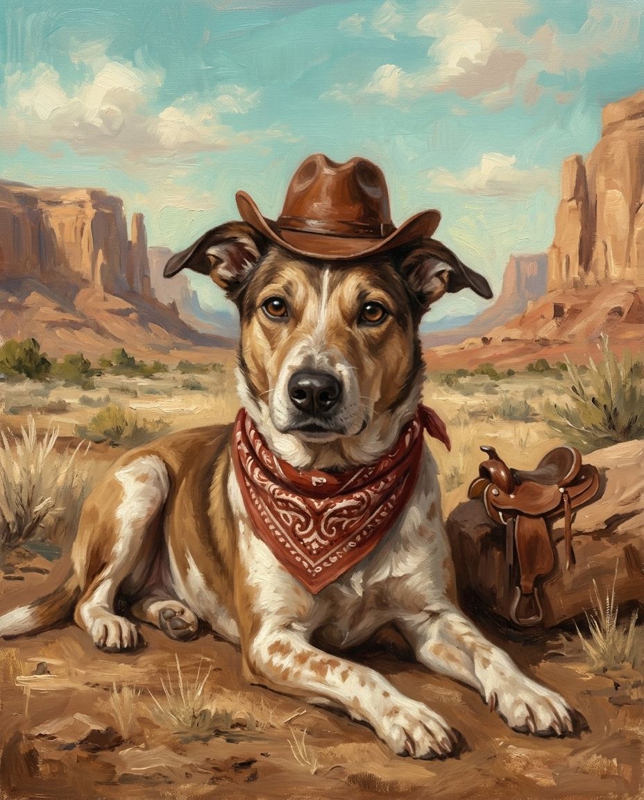 Cowboy – Evcil Hayvan kişiye özel portre tasarım örneği