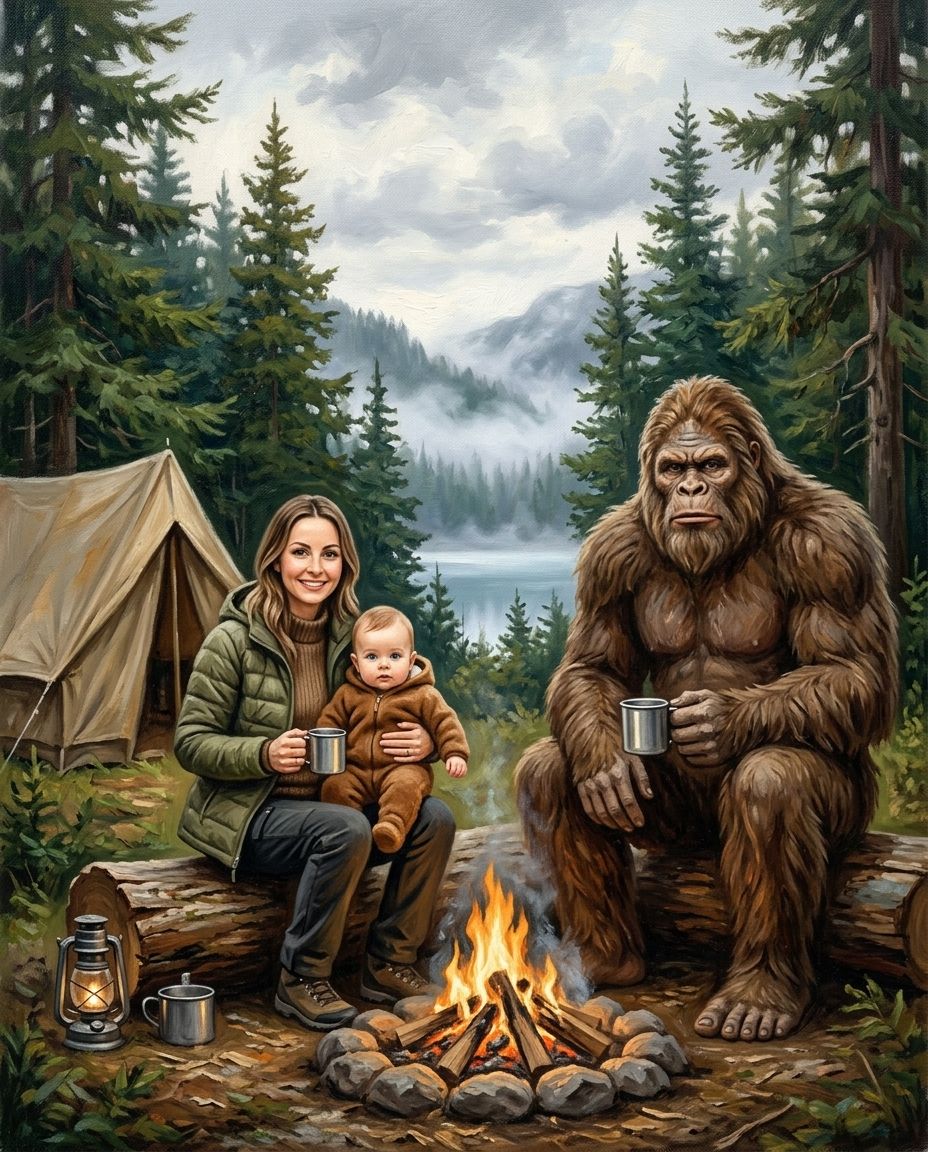 Big Foot – Anne ve Çocuklar kişiye özel portre tasarım örneği