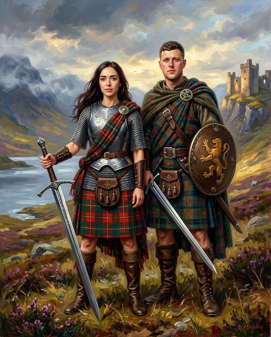 Highland Warrior – Kardeşler kişiye özel portre tasarım örneği