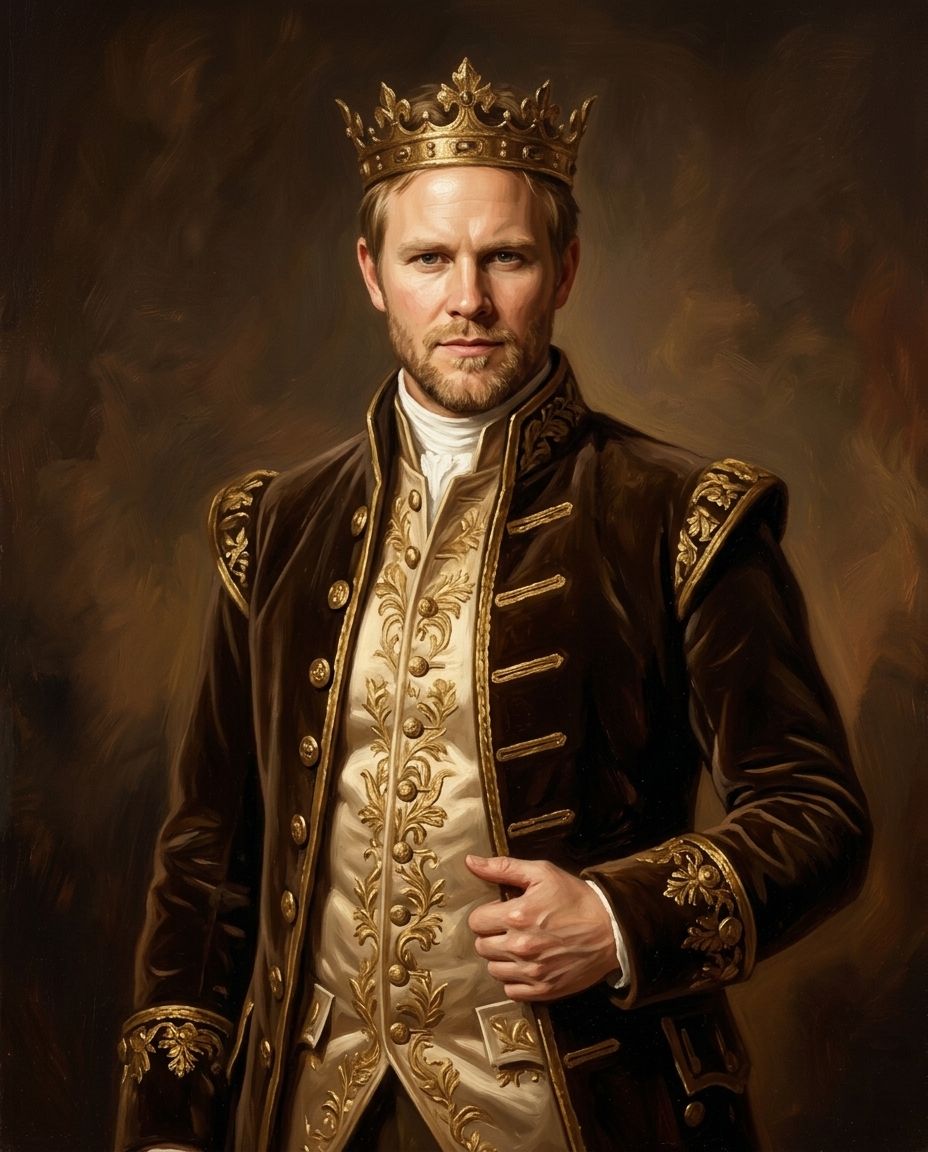 Royals in Gold – Erkek kişiye özel portre tasarım örneği