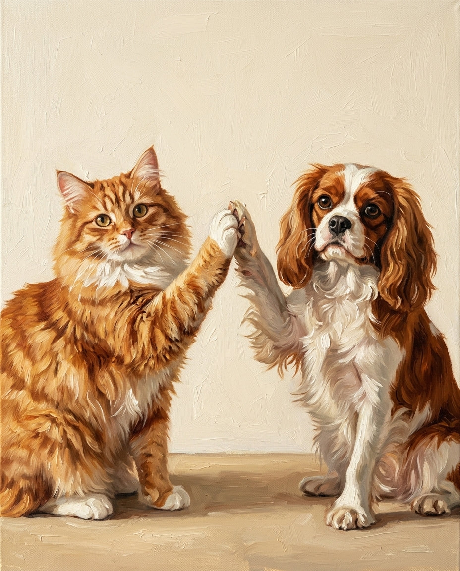 High Five – Evcil Dostlar kişiye özel portre tasarım örneği