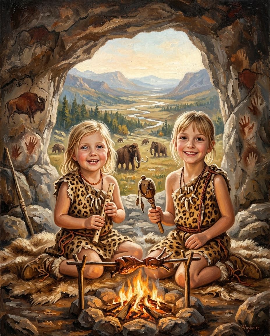 Cave Family – Kız Kardeşler kişiye özel portre tasarım örneği