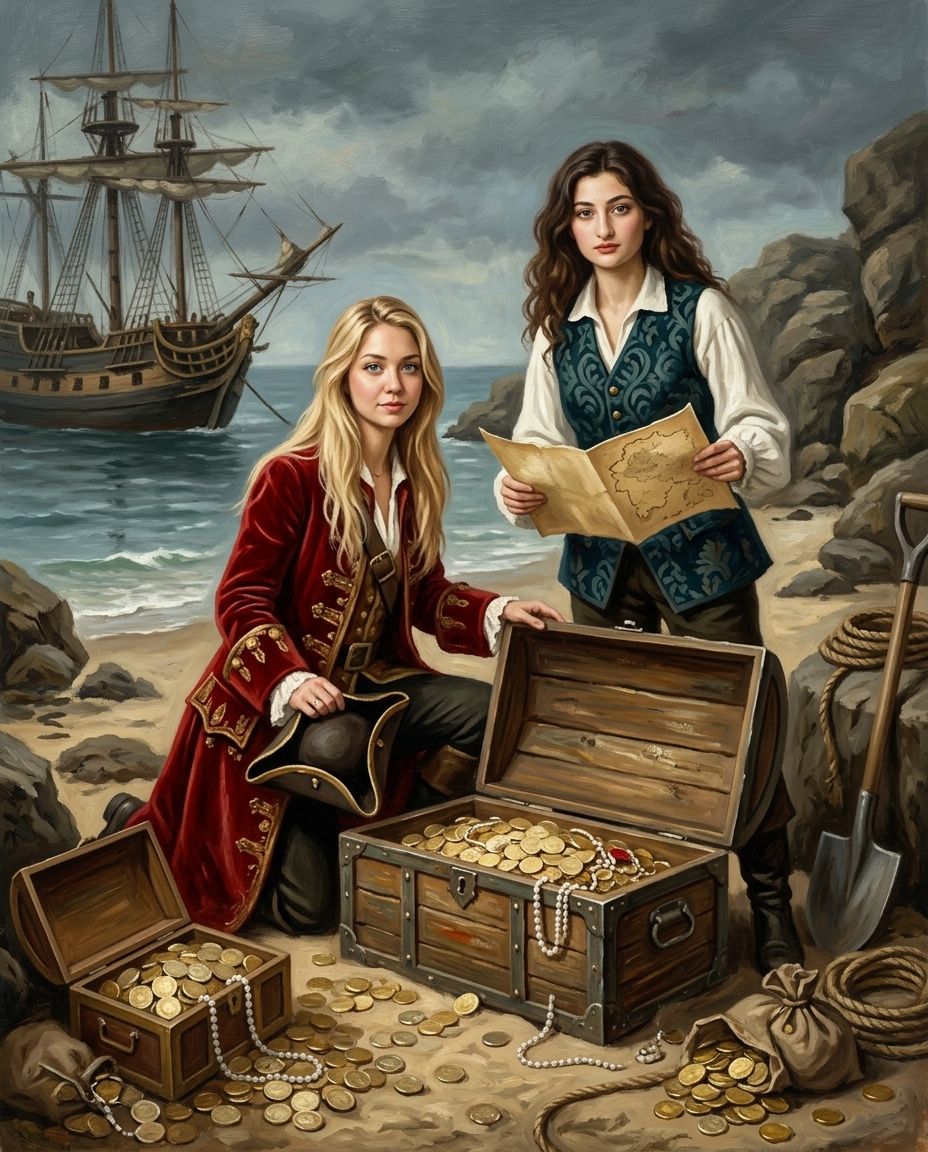 Treasure Seekers – Kadın Çift kişiye özel portre tasarım örneği