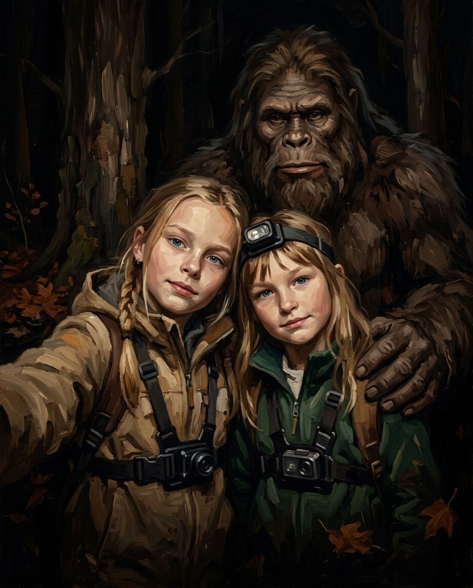 Sasquatch – Kız Kardeşler kişiye özel portre tasarım örneği