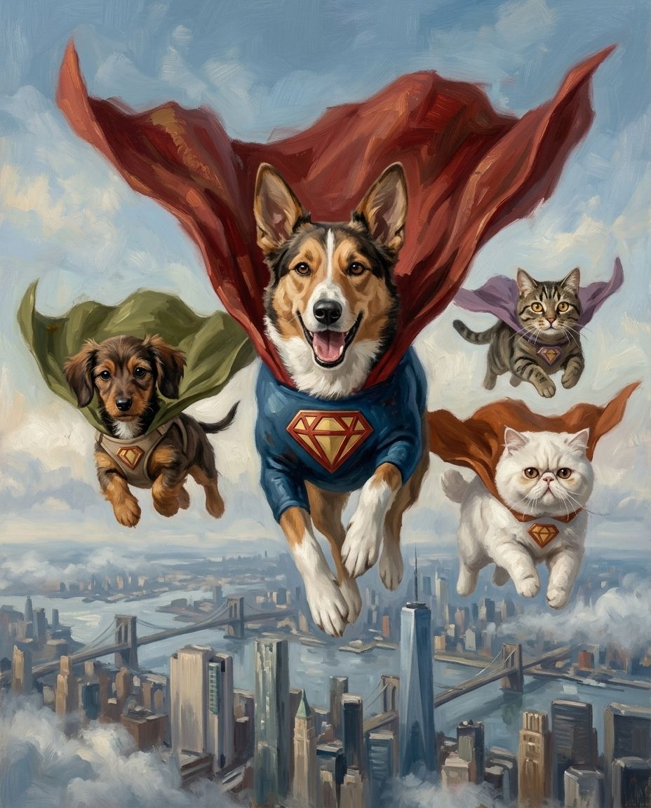 Super Hero – Evcil Dostlar kişiye özel portre tasarım örneği