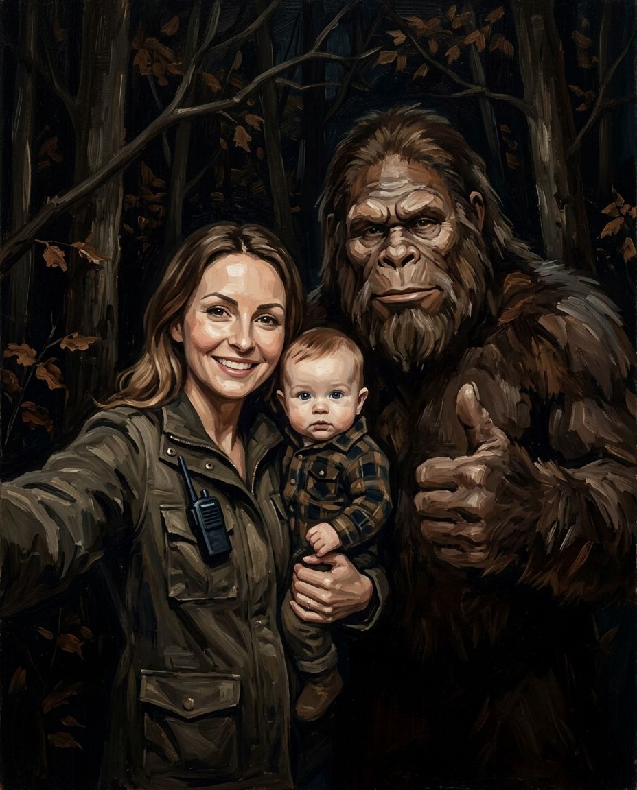 Sasquatch – Anne ve Çocuklar kişiye özel portre tasarım örneği
