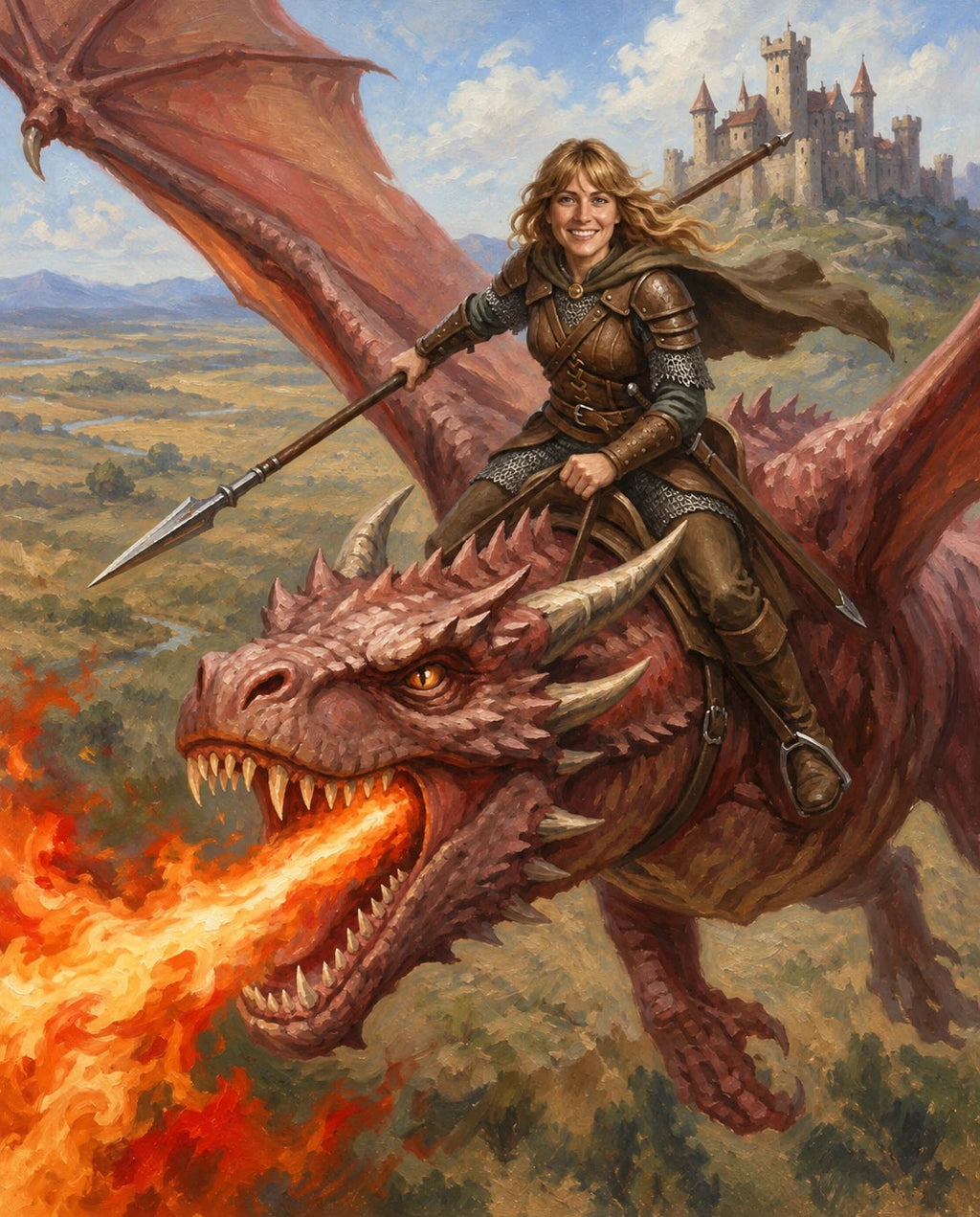 Dragon Rider – Kadın kişiye özel portre tasarım örneği