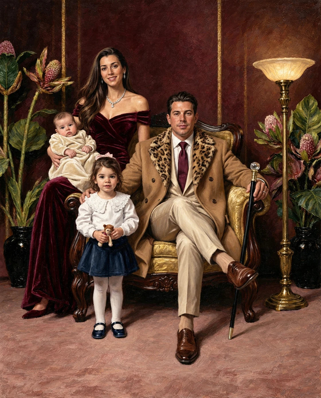 Dynasty – Anne Baba ve Çocuk kişiye özel portre tasarım örneği