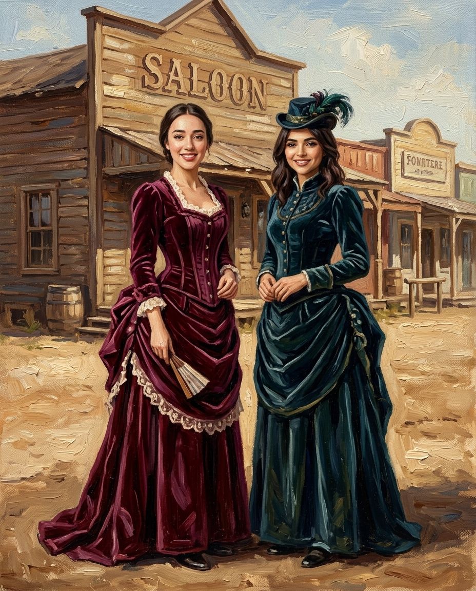 The Saloon – Yetişkin Kız Kardeşler kişiye özel portre tasarım örneği