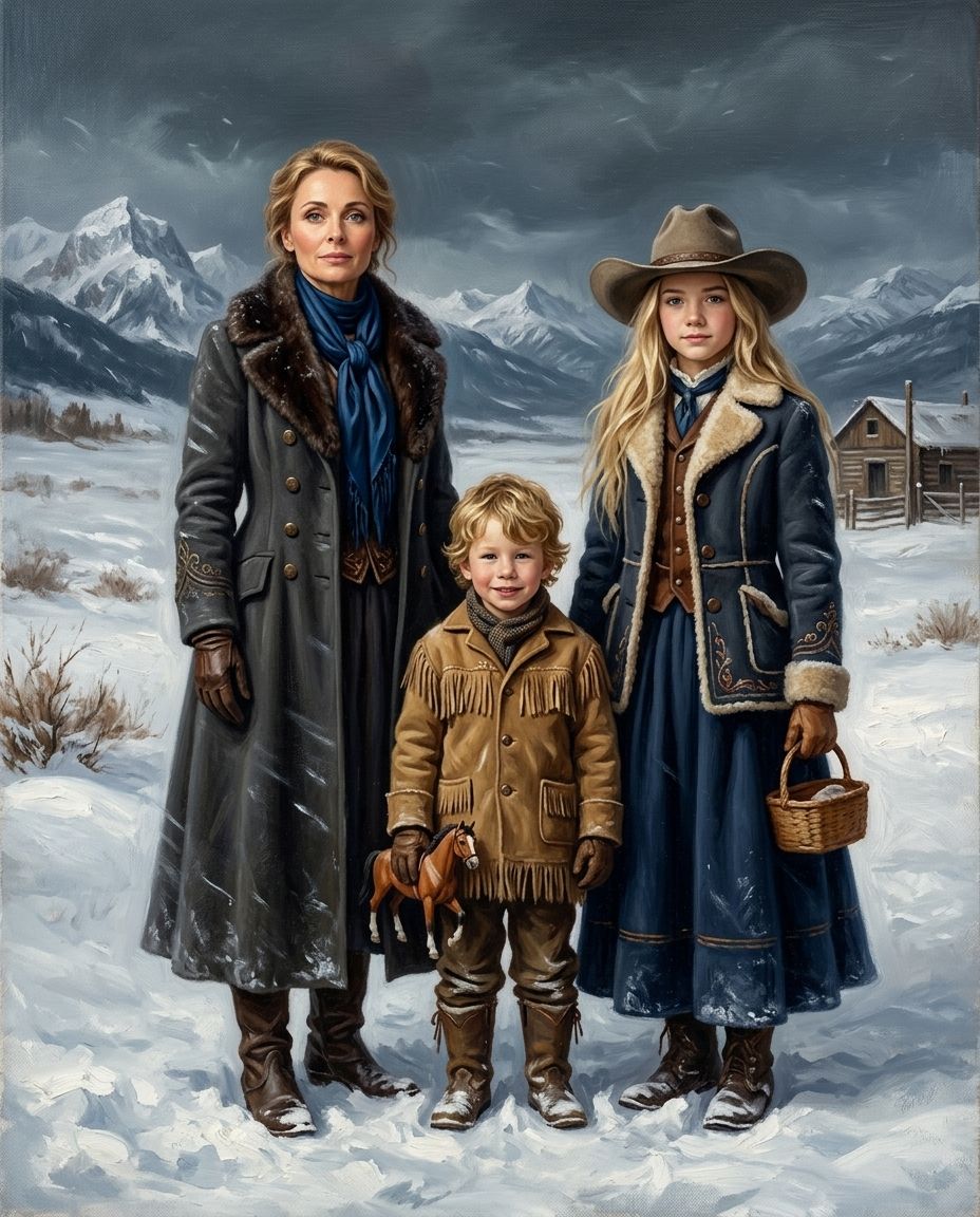 Northern Range – Anne ve Çocuklar kişiye özel portre tasarım örneği