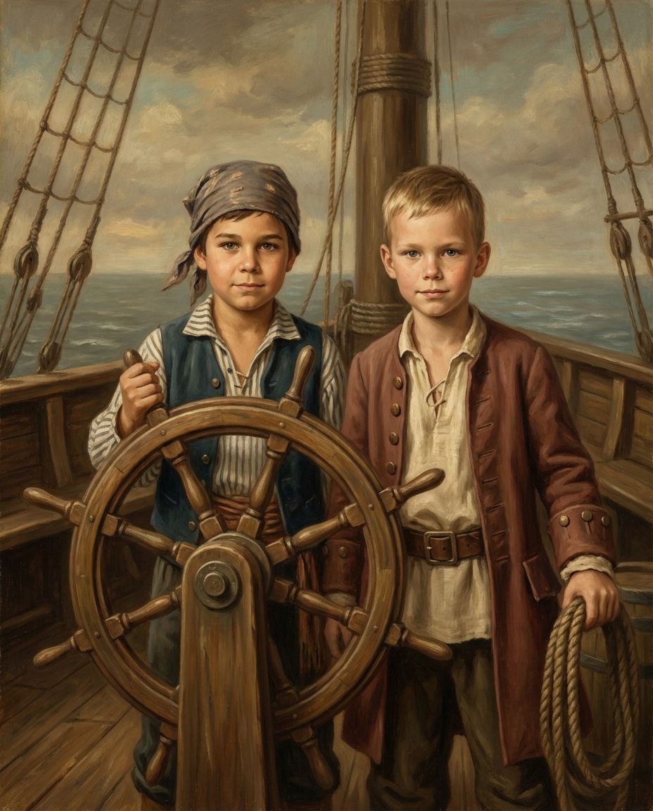 Wild Pirates – Erkek Kardeşler kişiye özel portre tasarım örneği