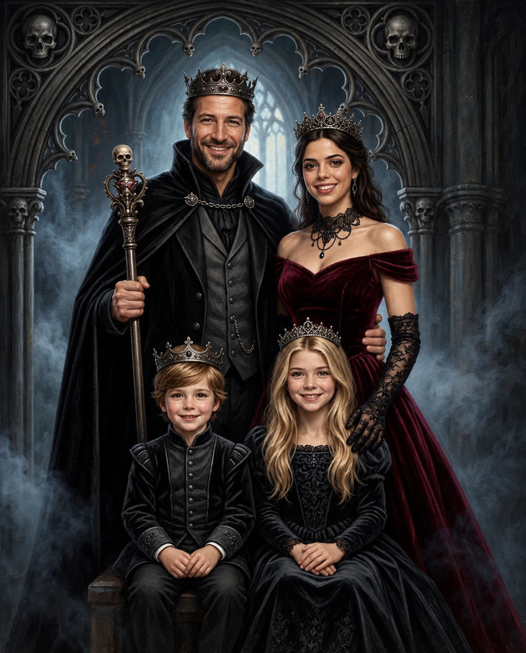 Evil Reign – Anne Baba ve Çocuk kişiye özel portre tasarım örneği