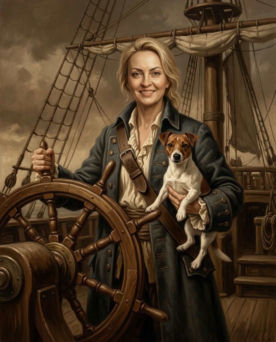 Wild Pirates – Kadın ve Evcil Dostlar kişiye özel portre tasarım örneği