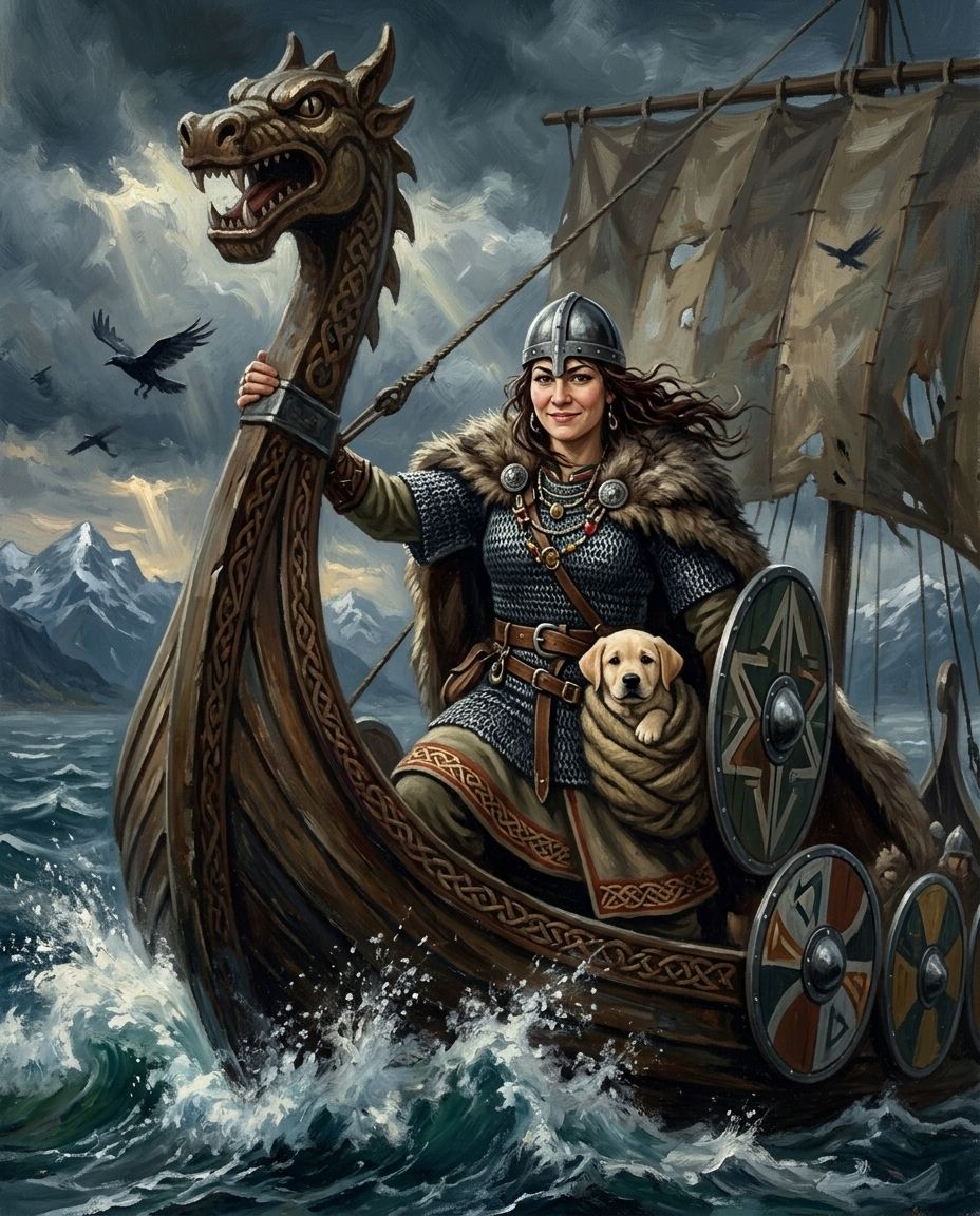 Storm Saga – Kadın ve Evcil Dostlar kişiye özel portre tasarım örneği