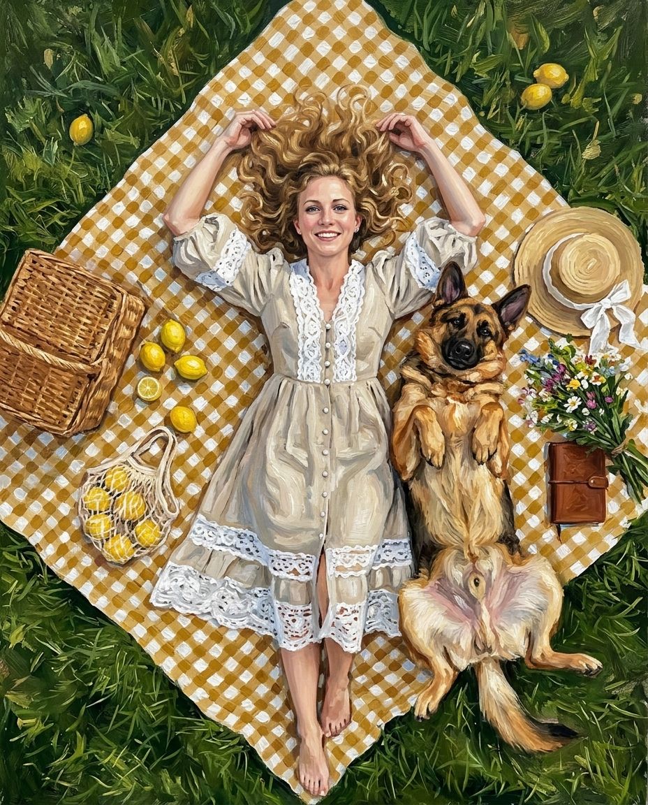 Lazy Lemon – Kadın ve Evcil Dostlar kişiye özel portre tasarım örneği