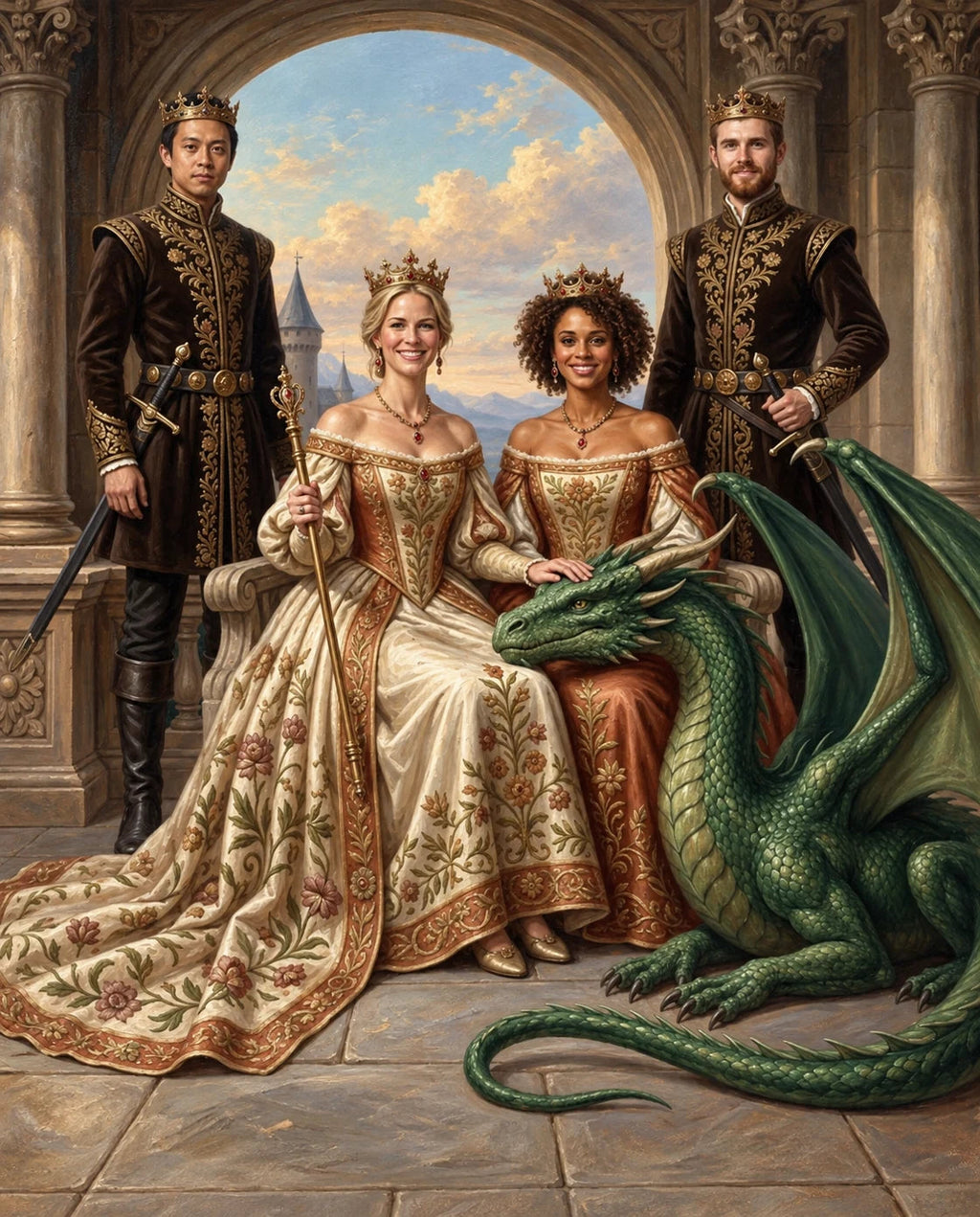 Fantasy Royalty – Kardeşler kişiye özel portre tasarım örneği