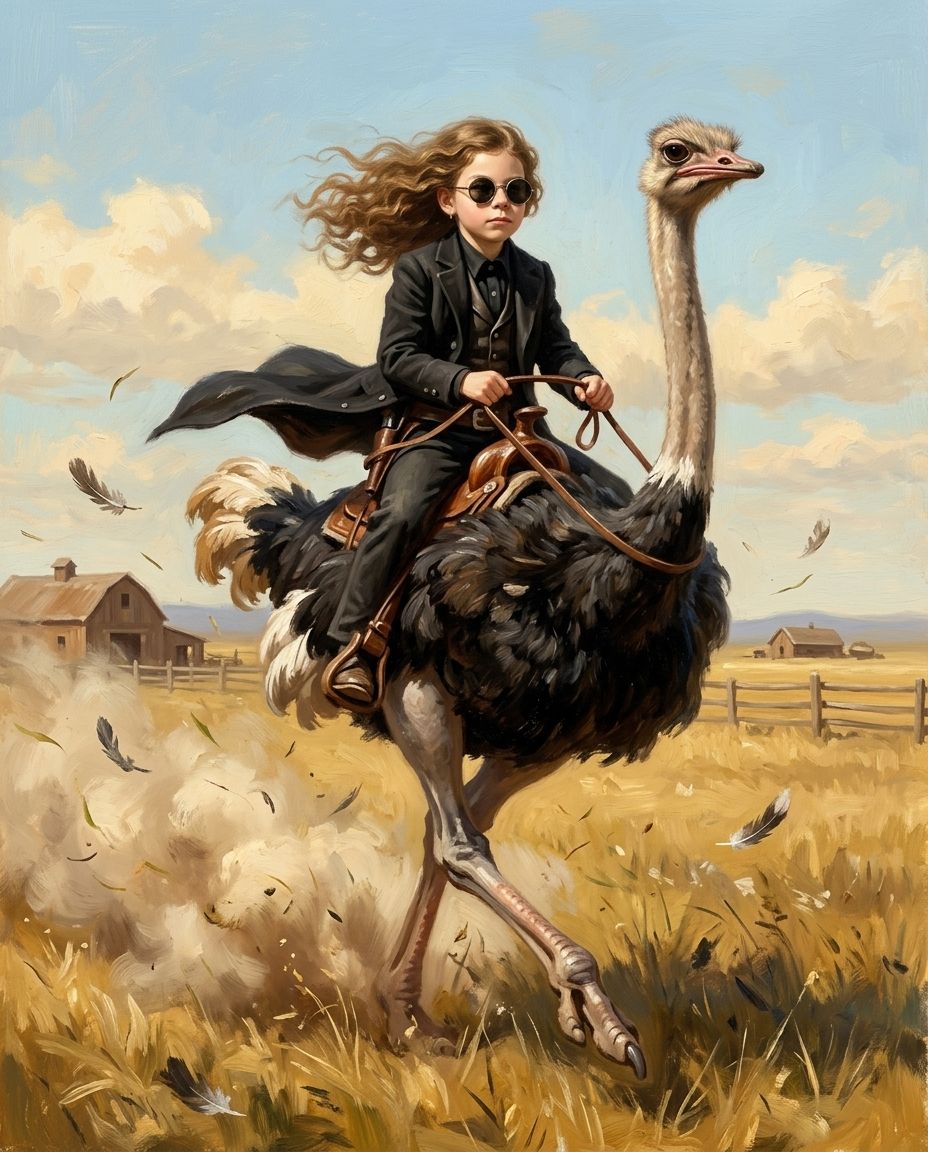 Ostrich Outlaw – Çocuk kişiye özel portre tasarım örneği