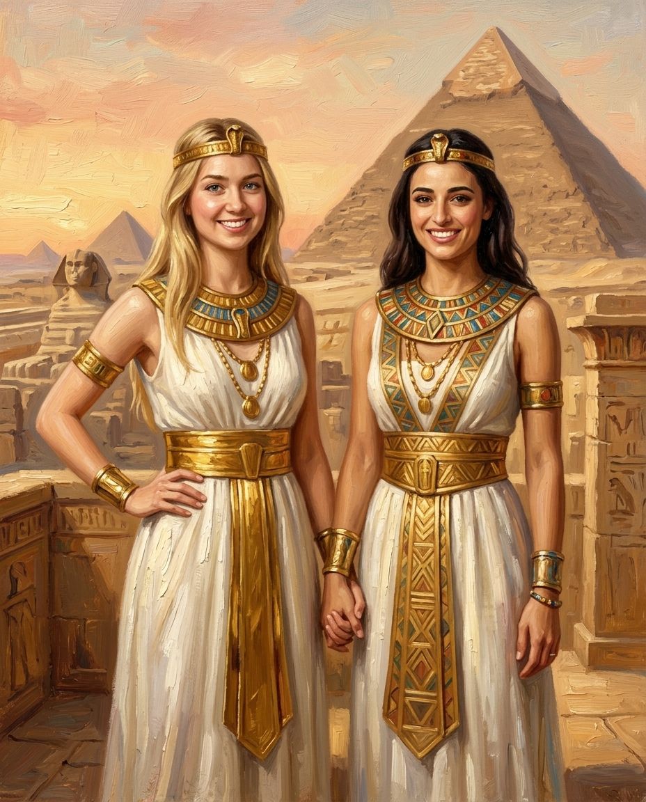 Ancient Rulers – Kadın Çift kişiye özel portre tasarım örneği
