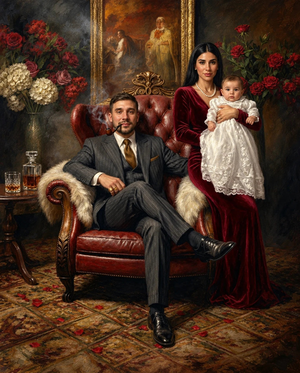 Godfather – Anne Baba ve Çocuk kişiye özel portre tasarım örneği