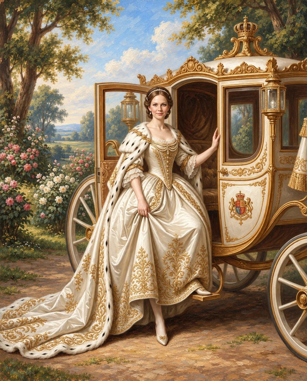 Golden Carriage – Kadın kişiye özel portre tasarım örneği
